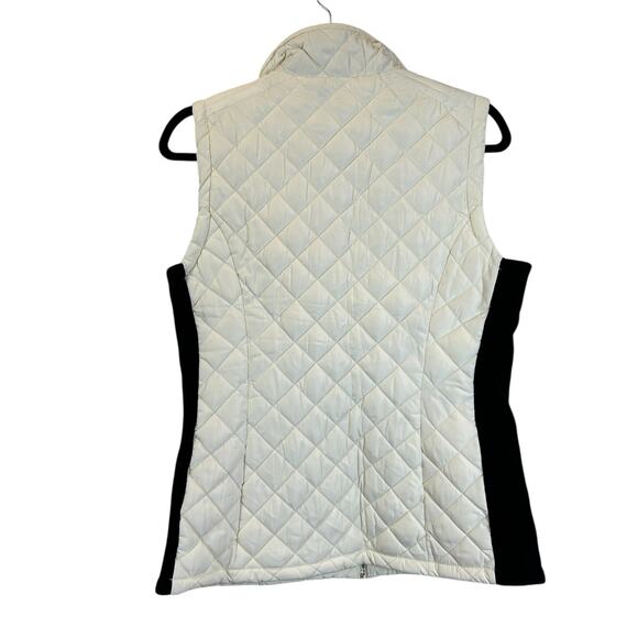 Calvin Klein Poly Filled Puffer Vest Sweater Side Ribbed White/Black Women Small - Picture 3 of 10